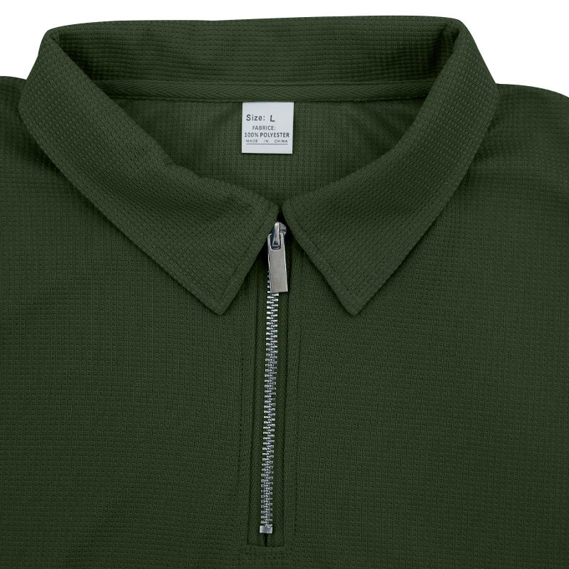 Cross border 2024 summer men's polo shirt set solid color waffle short sleeve slim lapel t-shirt casual men's set