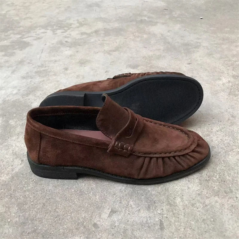 High Quality French Flats Women Shoes Retro Brown Ladies Shoes Woman Fashion Brand Designer Shoes for Women