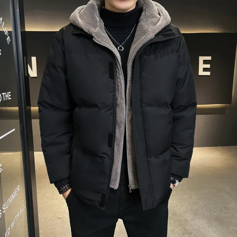 TFETTERS Brand Fake Two Pieces Parkas for Mens 2026 Autumn Winter New Loose Zip-up Hooded Jackets Man Korean Fashion Casual Coat