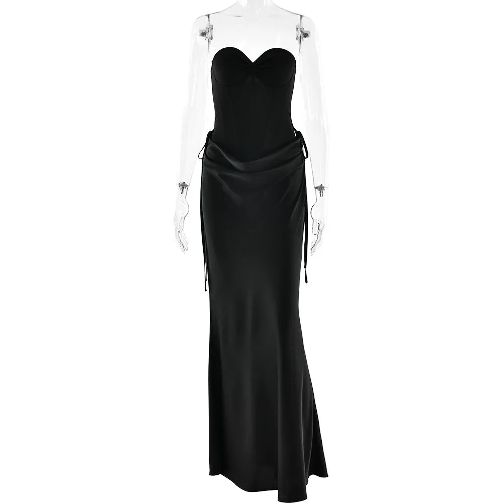 Sexy Off-shoulder Backless Wrap Maxi Dress Women Summer Patchwork Strapless Sleeveless Bodycon Club Party Long Dresses Clothes